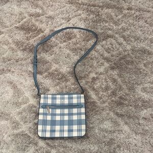 Kate Spade Blue and Cream Gingham Plaid Crossbody Bag